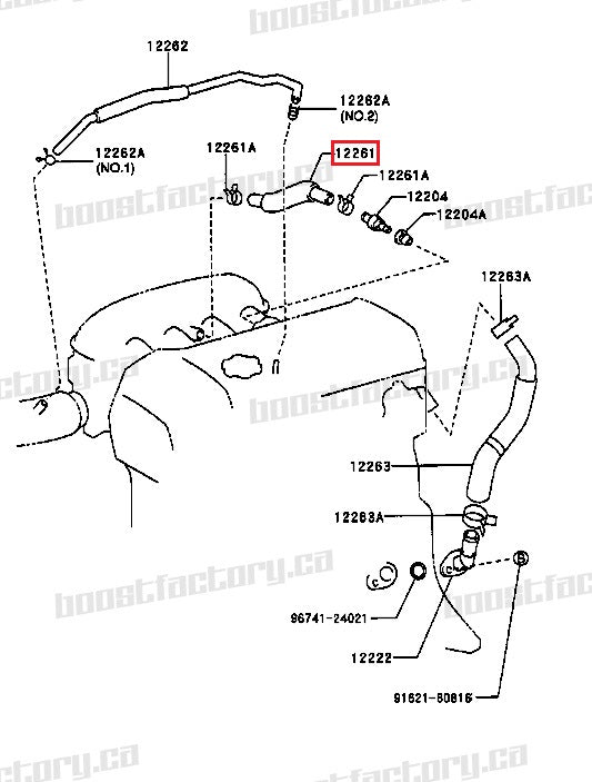 Genuine Toyota Beams 3SGE Crank Case Vent Hose Intake Side - 12261-88570