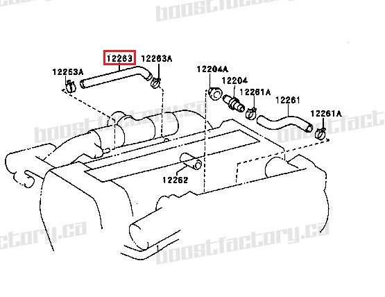 Genuine Toyota 1JZ-GTE VVTi Hot Side Crank Case Vent Hose - 12263-88410