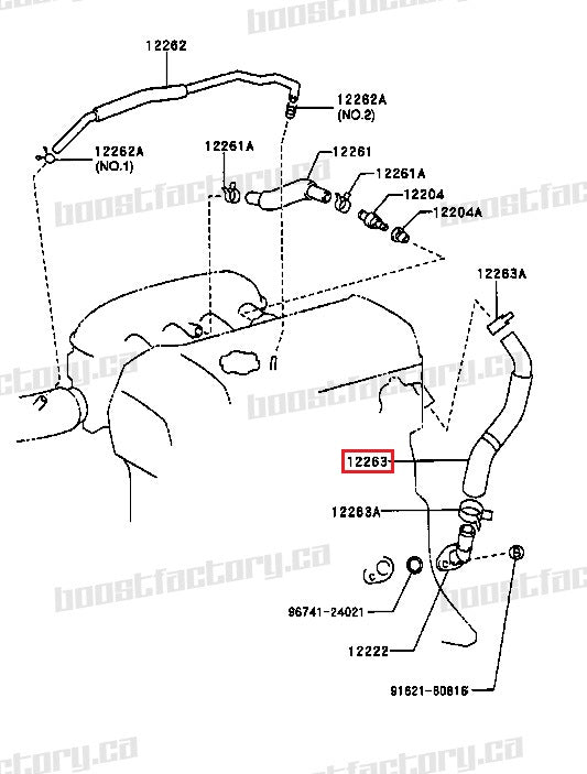 Genuine Toyota Beams 3SGE Crank Case Vent Hose Exhaust Side - 12263-88570