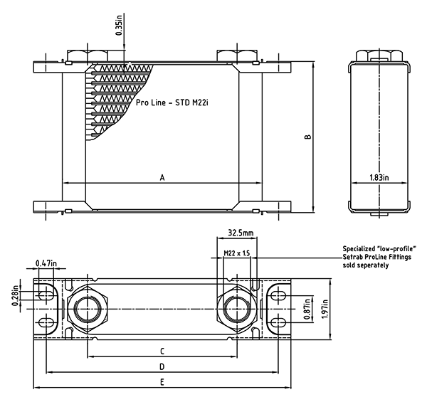 Setrab ProLine STD Oil Coolers 6-Series 19 Row