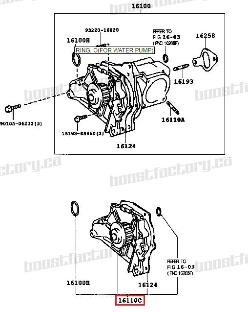 Toyota 3SGE BEAMS Water pump (With or without rear housing) 16110-79135 OR 16100-79225