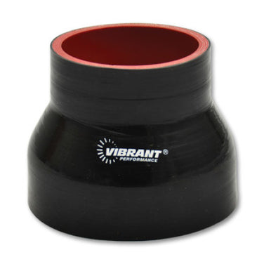 Vibrant 4 Ply Reinforced Silicone Transition Connector - 2.5in I.D. x 3in I.D. x 3in long (BLACK) - 2772