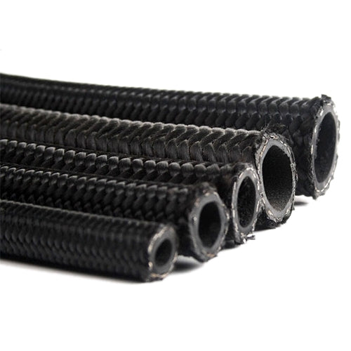 500010 -10AN Braided Black Nylon/Stainless Steel Hose. Sold/ft.